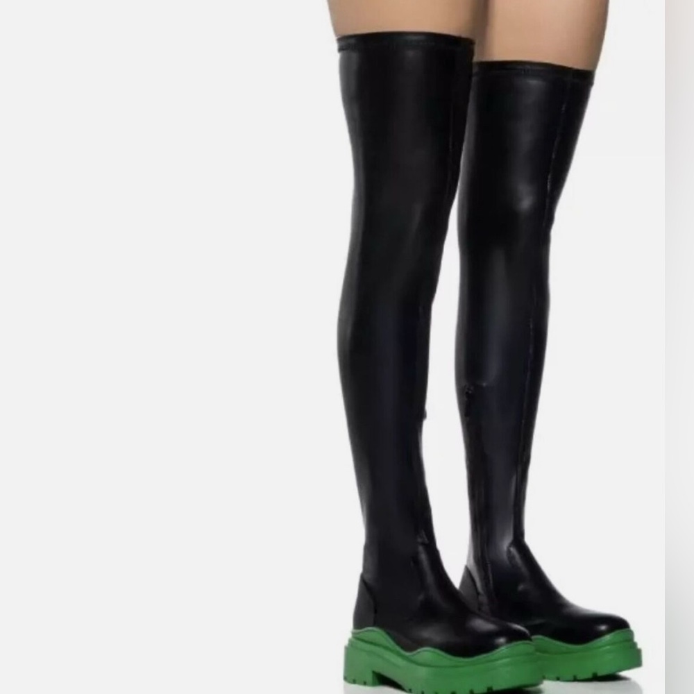 Azalea Wang Official Faux Leather Thigh High Sneaker Boot